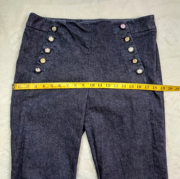 Per Se Carlisle Karen Stretch Blue Denim Jean Straight Leg Button Detail Size 8 - Picture 5 of 12